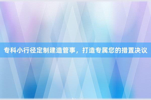 专科小行径定制建造管事，打造专属您的措置决议