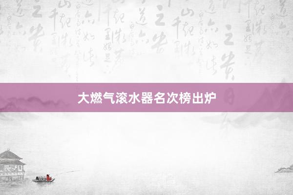 大燃气滚水器名次榜出炉